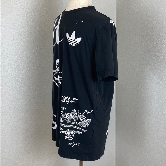 Adidas Originals Sketchbook Off Placement Trefoil Black T shirt Size Medium - Picture 4 of 11